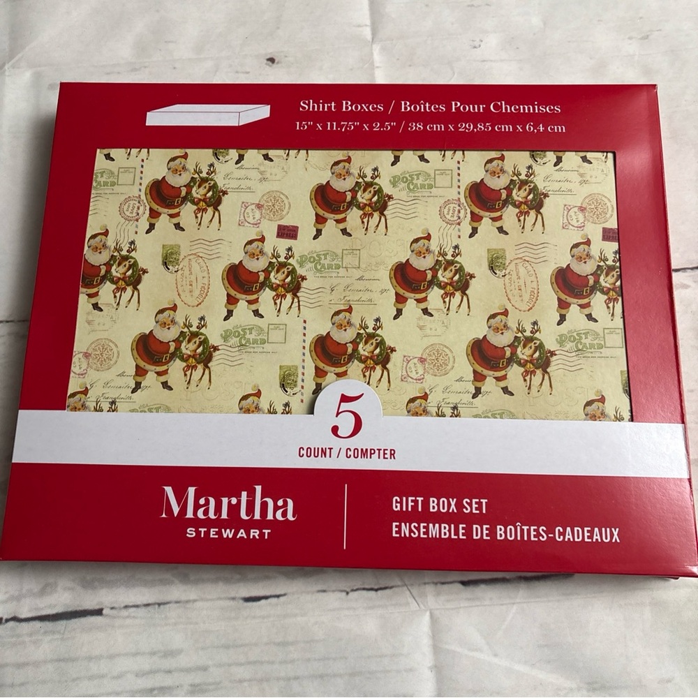 Martha Stewart Retro Santa Shirt Boxes Set of 5 New Holiday